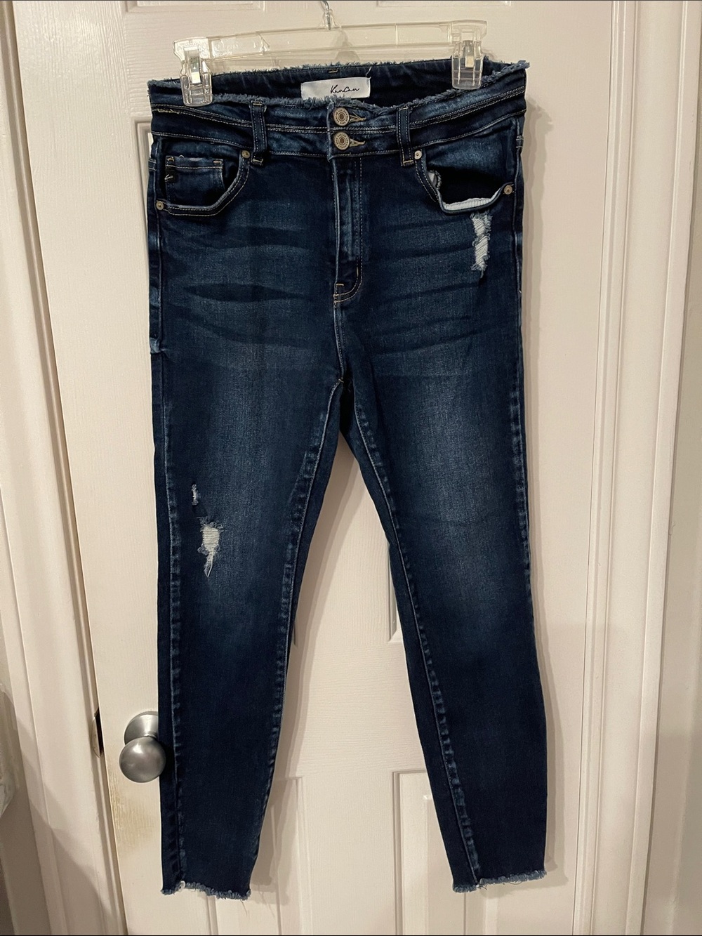 KanCan Dark Indigo Distressed High-Rise Skinny Jeans